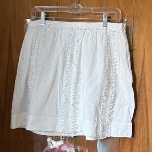 J. Crew White Swiss Dot Pom Pom Mini Skirt